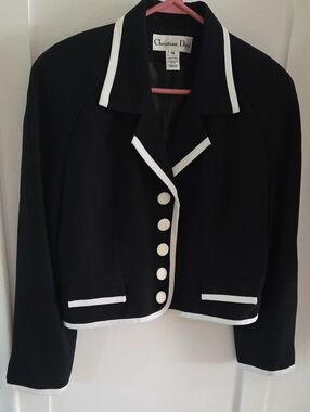 Christian Dior Black White Cropped Blazer 14